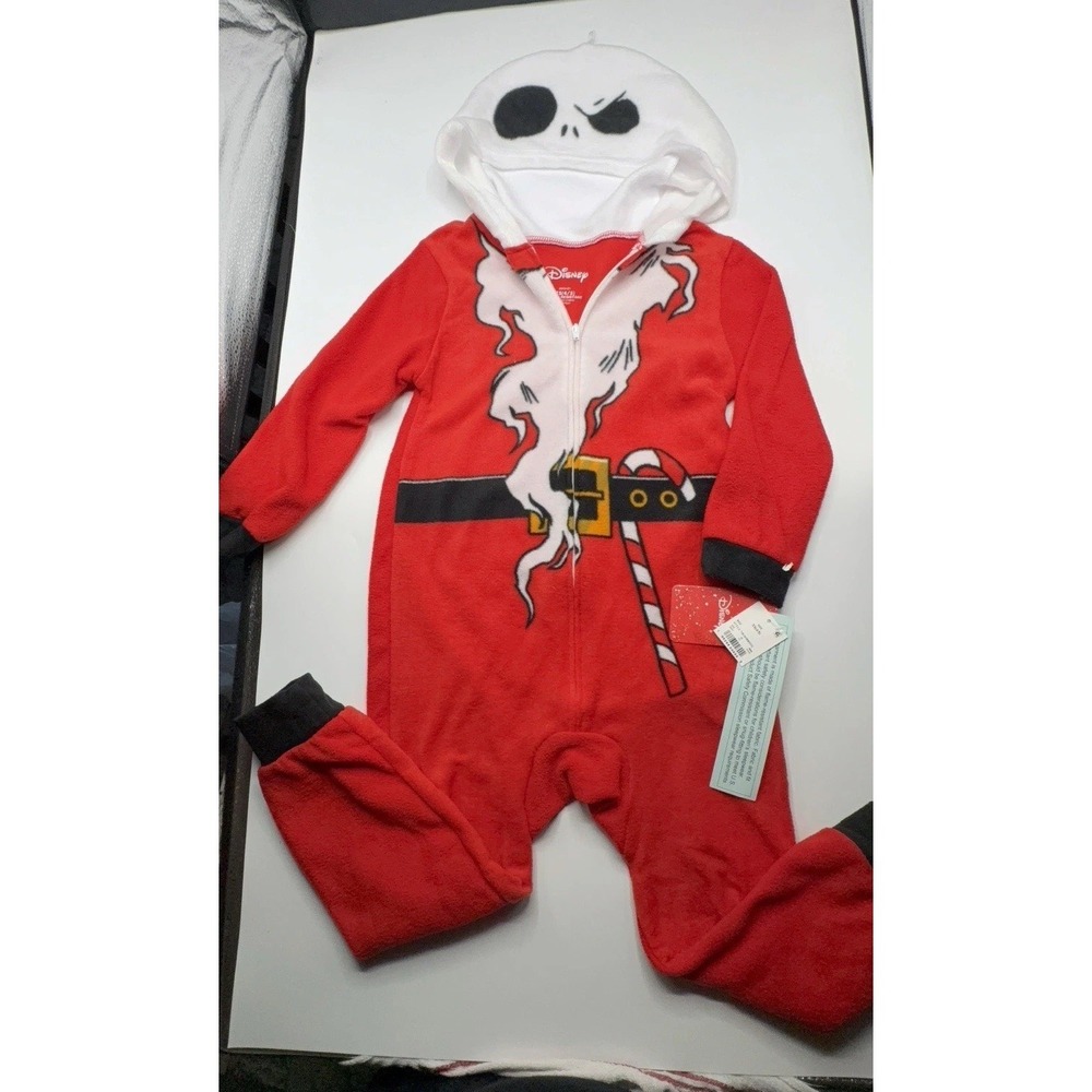 NEW Kids Size XS (4/5) Disney Nightmare Before Christmas One Piece HoodiePajamas